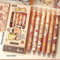 6pcs Cute Capybara Erasable Gel Pen Set